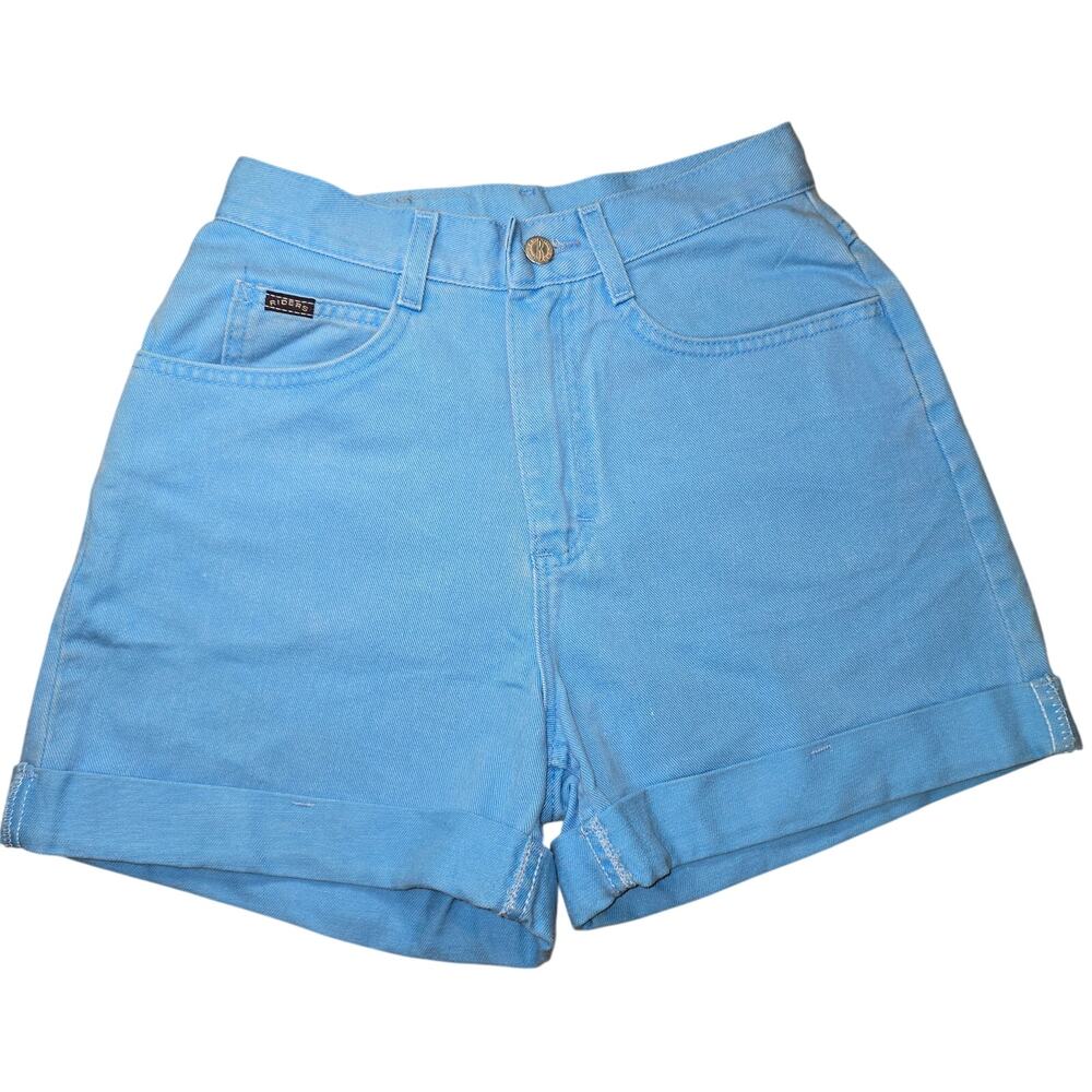 VTG High Waisted Mom Shorts Blue Riders Size 8 Med